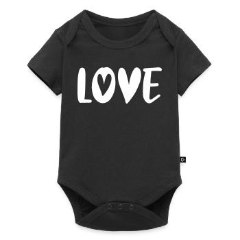 Love Heart White Handwriting Valentine's Day Love Couple - Baby Premium short-sleeve bodysuit - black - Front