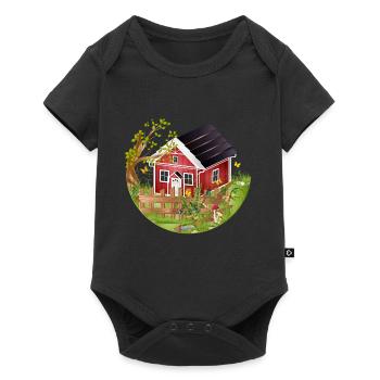 small red house with garden in spring - Baby Premium short-sleeve bodysuit - black - Front