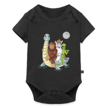 Bigfoot Alien Unicorn Riding Loch Ness - Baby Premium short-sleeve bodysuit - black - Front