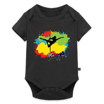 Pole Sport Tanz Tänzer Akrobatik Aquarell - Baby Premium Kurzarmbody - Schwarz - Vorne
