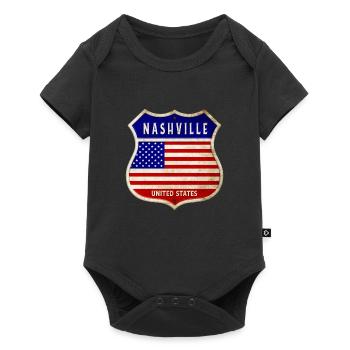 Nashville États-Unis Armoiries Drapeaux - Body à manches courtes Premium Bébé - noir - Devant