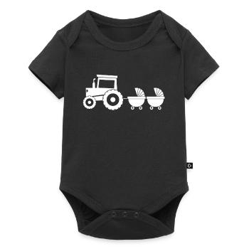 Tractor with baby cart - Twins - Baby Premium short-sleeve bodysuit - black - Front