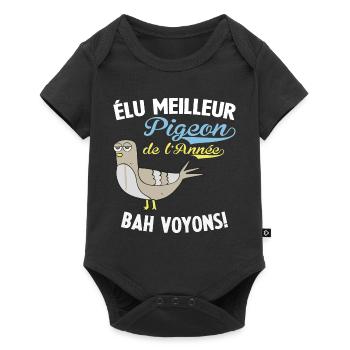 Élu meilleur pigeon d'l'Année Chuchoteur de pigeon - Body à manches courtes Premium Bébé - noir - Devant