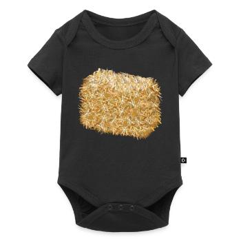 a bale of straw in shimmering golden colours - Baby Premium short-sleeve bodysuit - black - Front