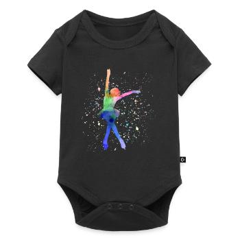 Eiskunstlauf Eiskunstlauf Schlittschuh Schlittschuh Tanz Wintersport - Baby Premium Kurzarmbody - Schwarz - Vorne