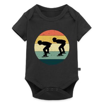 Speed Skating Ice Skater Skate Race Vintage Retro - Baby Premium short-sleeve bodysuit - black - Front