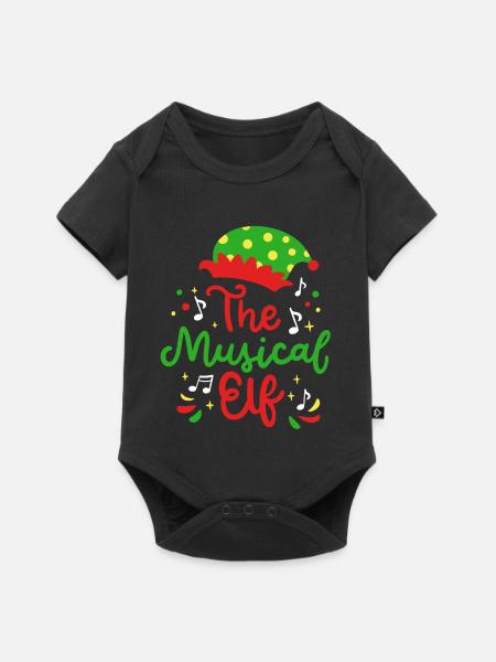 Musikalischer Elf Wichtel Weihnachten - Baby Premium Kurzarmbody - Schwarz
