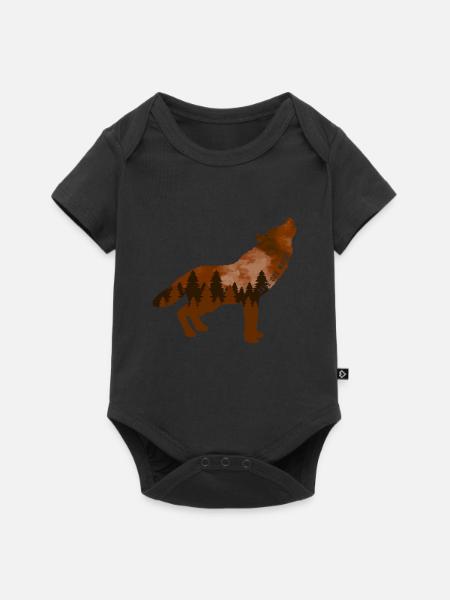 Klimawandel Umweltschutz Wolf Nachhaltig - Baby Premium Kurzarmbody - Schwarz