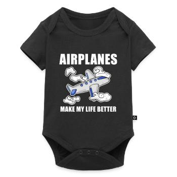 Avion - Body à manches courtes Premium Bébé - noir - Devant