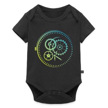 Meisterwerk Uhren Uhr Mechanik Farben icon Logo - Baby Premium Kurzarmbody - Schwarz - Vorne