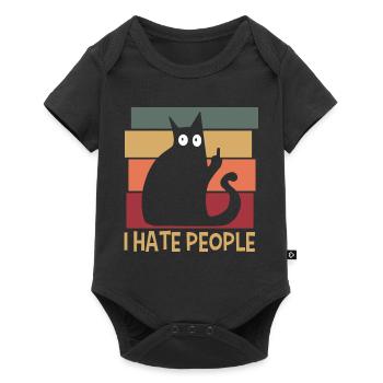 Je déteste les gens Cat Retro - Body à manches courtes Premium Bébé - noir - Devant