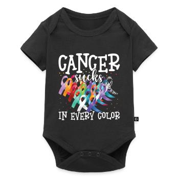 Sensibilisation au cancer Le cancer aspire toutes les couleurs - Body à manches courtes Premium Bébé - noir - Devant