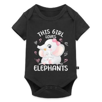 Mama Elephant Baby Elephant Cette fille aime les éléphants - Body à manches courtes Premium Bébé - noir - Devant