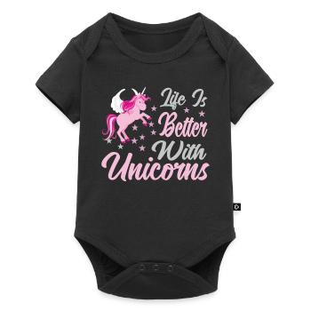 Life is better with unicorns - Baby Premium short-sleeve bodysuit - black - Front