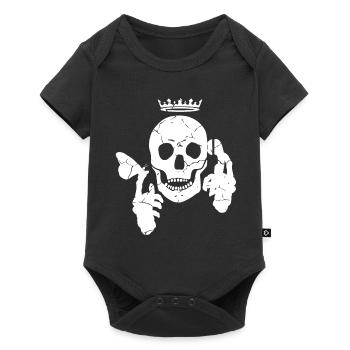 Skull with butterfly and telephone - Baby Premium short-sleeve bodysuit - black - Front