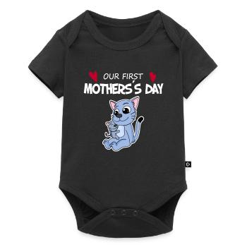 Erster Muttertag - Baby Premium Kurzarmbody - Schwarz - Vorne