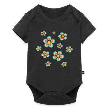 Flower Light Blue Blue Flower Flowers Blue Red Hippie - Baby Premium short-sleeve bodysuit - black - Front