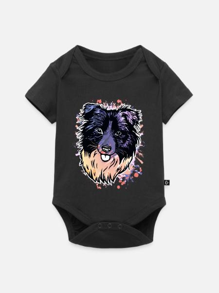 Border Collie Farbklecks - Baby Premium Kurzarmbody - Schwarz