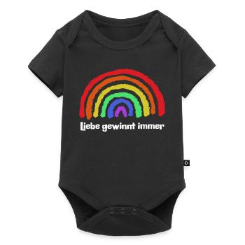 Regenbogen Frieden Freiheit Liebe Statement - Baby Premium Kurzarmbody - Schwarz - Vorne