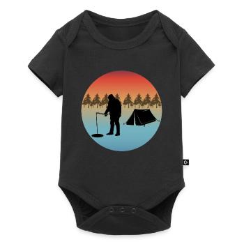 Ice Fishing Winter Camping Camp Tent Trees Nature - Baby Premium short-sleeve bodysuit - black - Front