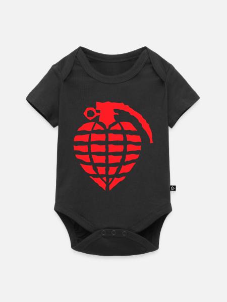 Herzgranaten-Liebe - Baby Premium Kurzarmbody - Schwarz