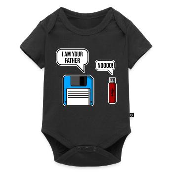 Retro Tech Vater Enthüllung - Baby Premium Kurzarmbody - Schwarz - Vorne