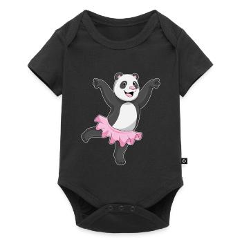 Panda Ballerina Ballett Tanz - Baby Premium Kurzarmbody - Schwarz - Vorne