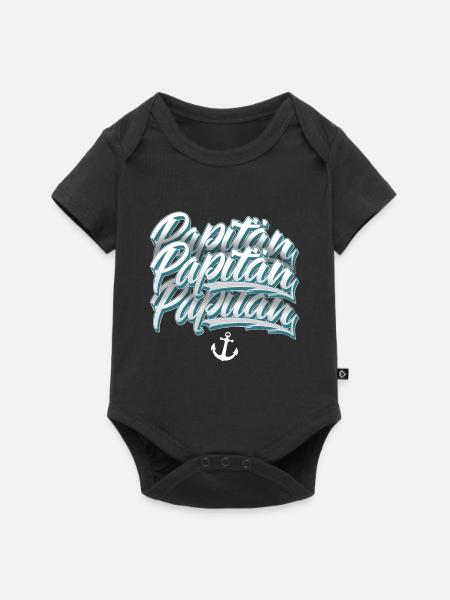 Papitän Segeln Segler Kapitän Papa Vater - Baby Premium Kurzarmbody - Schwarz
