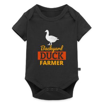 Hinterhof Ente Farmer Tierhaltung Farm Lustig - Baby Premium Kurzarmbody - Schwarz - Vorne