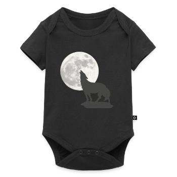 schöne wildtiermotive, Heulende Wolfsilhouette - Baby Premium Kurzarmbody - Schwarz - Vorne