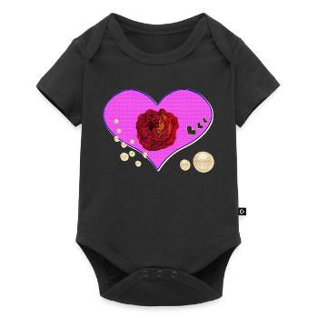 rosen design, Herzmuster Perlen - Baby Premium Kurzarmbody - Schwarz - Vorne
