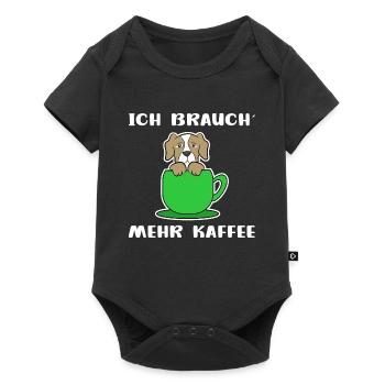 Kaffee Hund Kaffeetasse Statement Kaffeeliebhaber - Baby Premium Kurzarmbody - Schwarz - Vorne