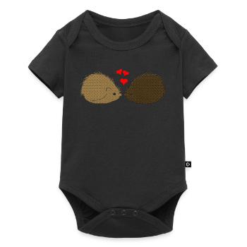 tiermotive valentinstag, Süßes Igelpaar - Baby Premium Kurzarmbody - Schwarz - Vorne