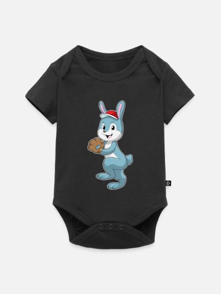 Hase Baseball Baseballhandschuh - Baby Premium Kurzarmbody - Schwarz