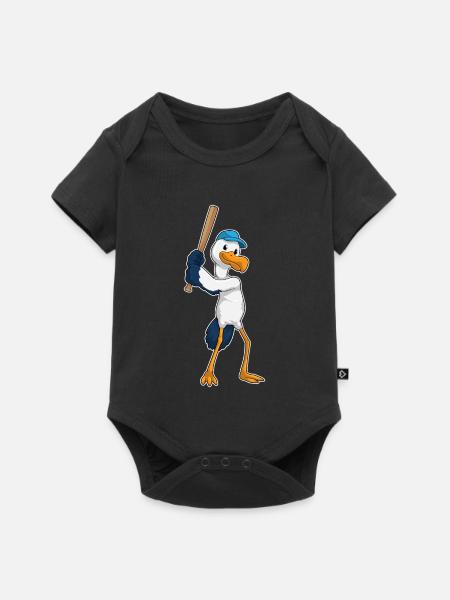 Storch Baseball Baseballschläger - Baby Premium Kurzarmbody - Schwarz