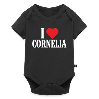 T-Shirt Ich liebe Cornelia T-Shirt Geschenkidee - Baby Premium Kurzarmbody - Schwarz - Vorne