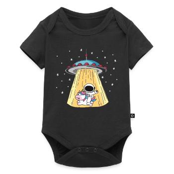 Alien UFO with unicorn and astronaut motif - Baby Premium short-sleeve bodysuit - black - Front