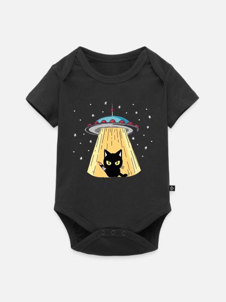 UFO Katze mit Laserblick - Baby Premium Kurzarmbody - Schwarz