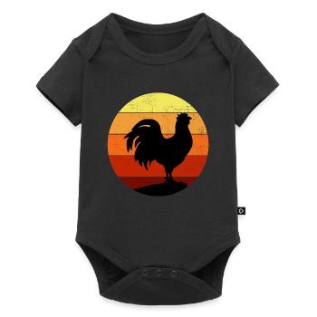 Amateur de poulet Aviateur Élevage Vintage Rétro - Body à manches courtes Premium Bébé - noir - Devant