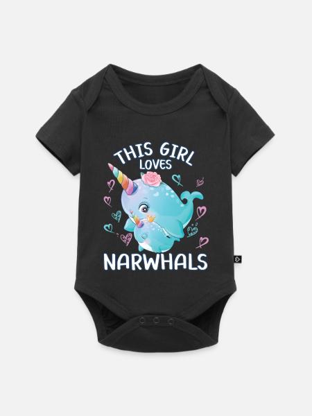 Dieses Maedchen Liebt Narwale - Baby Premium Kurzarmbody - Schwarz