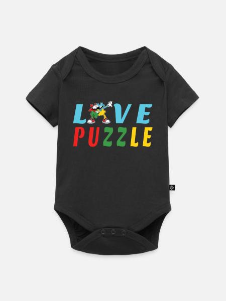 Liebe Puzzle - Baby Premium Kurzarmbody - Schwarz