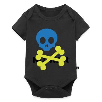 Neon Blue Skull and Crossbones - Baby Premium short-sleeve bodysuit - black - Front