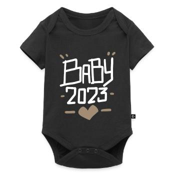 Grossesse Bébé enceinte 2023 - Body à manches courtes Premium Bébé - noir - Devant