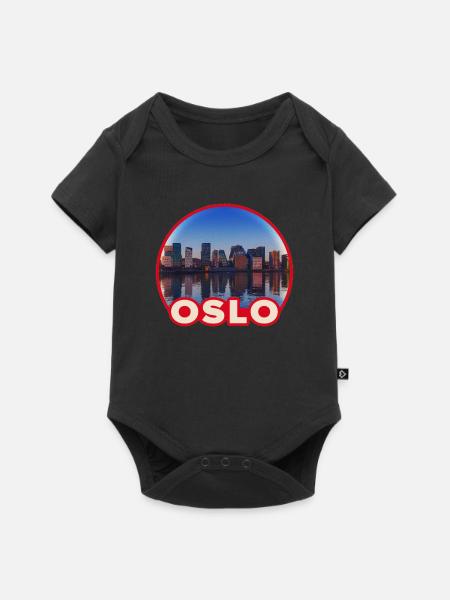 Oslo Skyline Rundlogo - Baby Premium Kurzarmbody - Schwarz