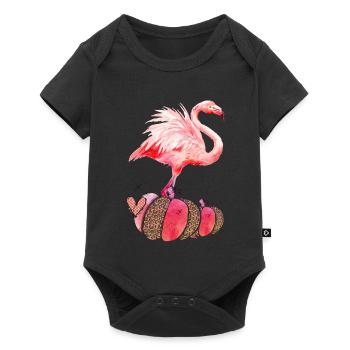 Autumn Flamingo Pumpkin Thanksgiving - Baby Premium short-sleeve bodysuit - black - Front