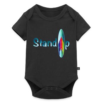 Stand up paddling Schriftzug mit Paddle Board - Baby Premium Kurzarmbody - Schwarz - Vorne