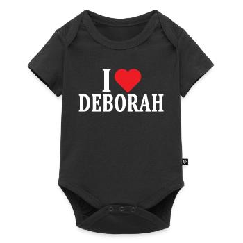 T-Shirt Ich liebe Deborah T-Shirt Geschenkidee - Baby Premium Kurzarmbody - Schwarz - Vorne