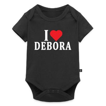 T-Shirt Ich liebe Debora T-Shirt Geschenkidee - Baby Premium Kurzarmbody - Schwarz - Vorne