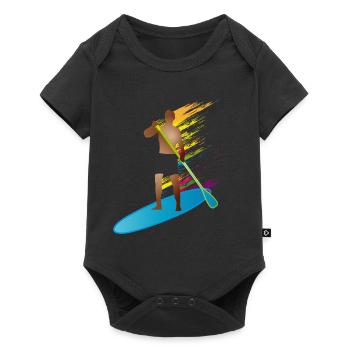 Stand up paddling - Mann mit Paddle Board - Baby Premium Kurzarmbody - Schwarz - Vorne