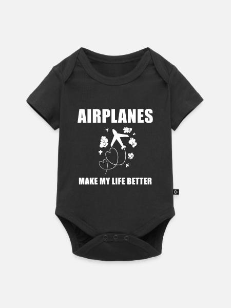 Flugzeug Pilot Spruch Geschenk - Baby Premium Kurzarmbody - Schwarz